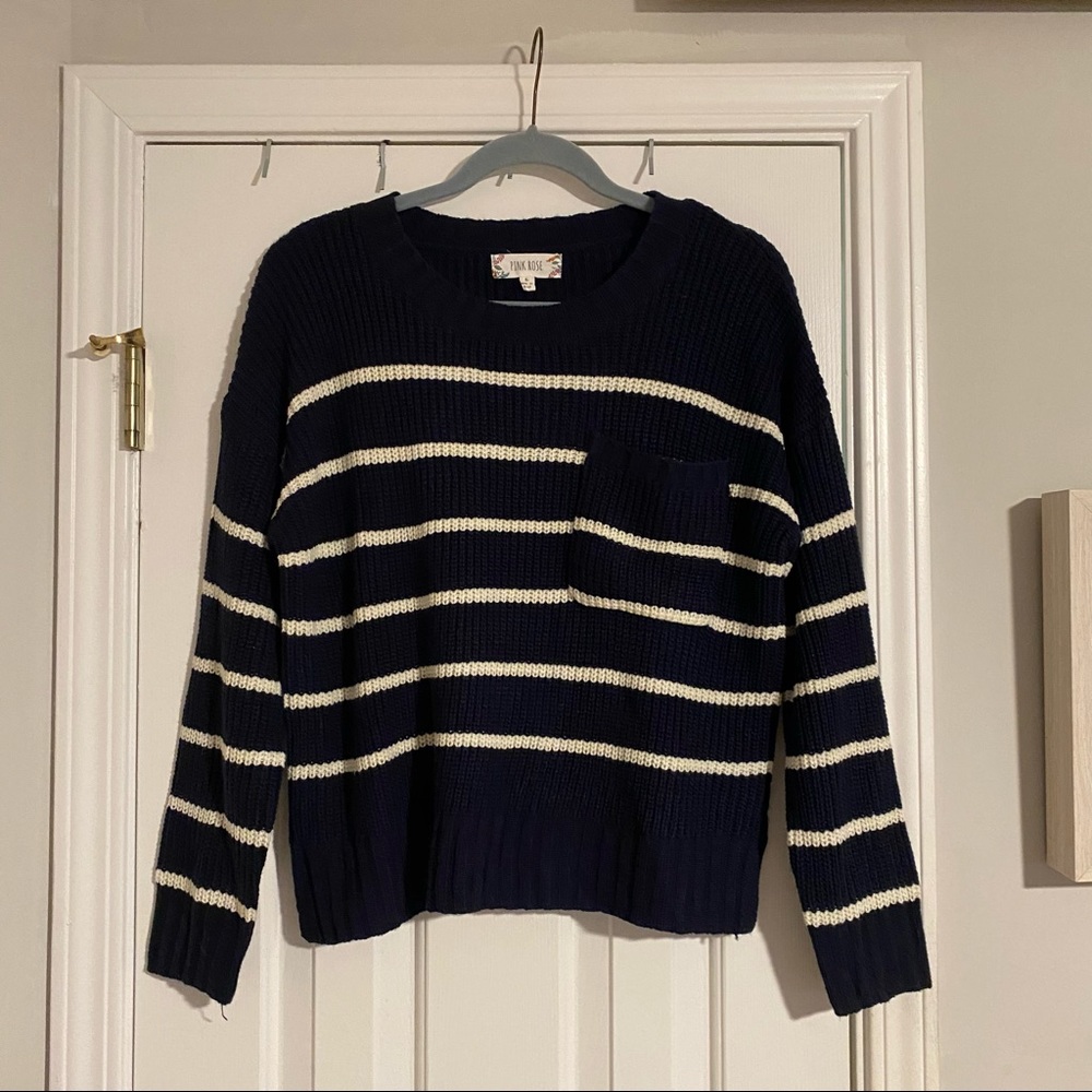 Pink Rose Striped Sweater